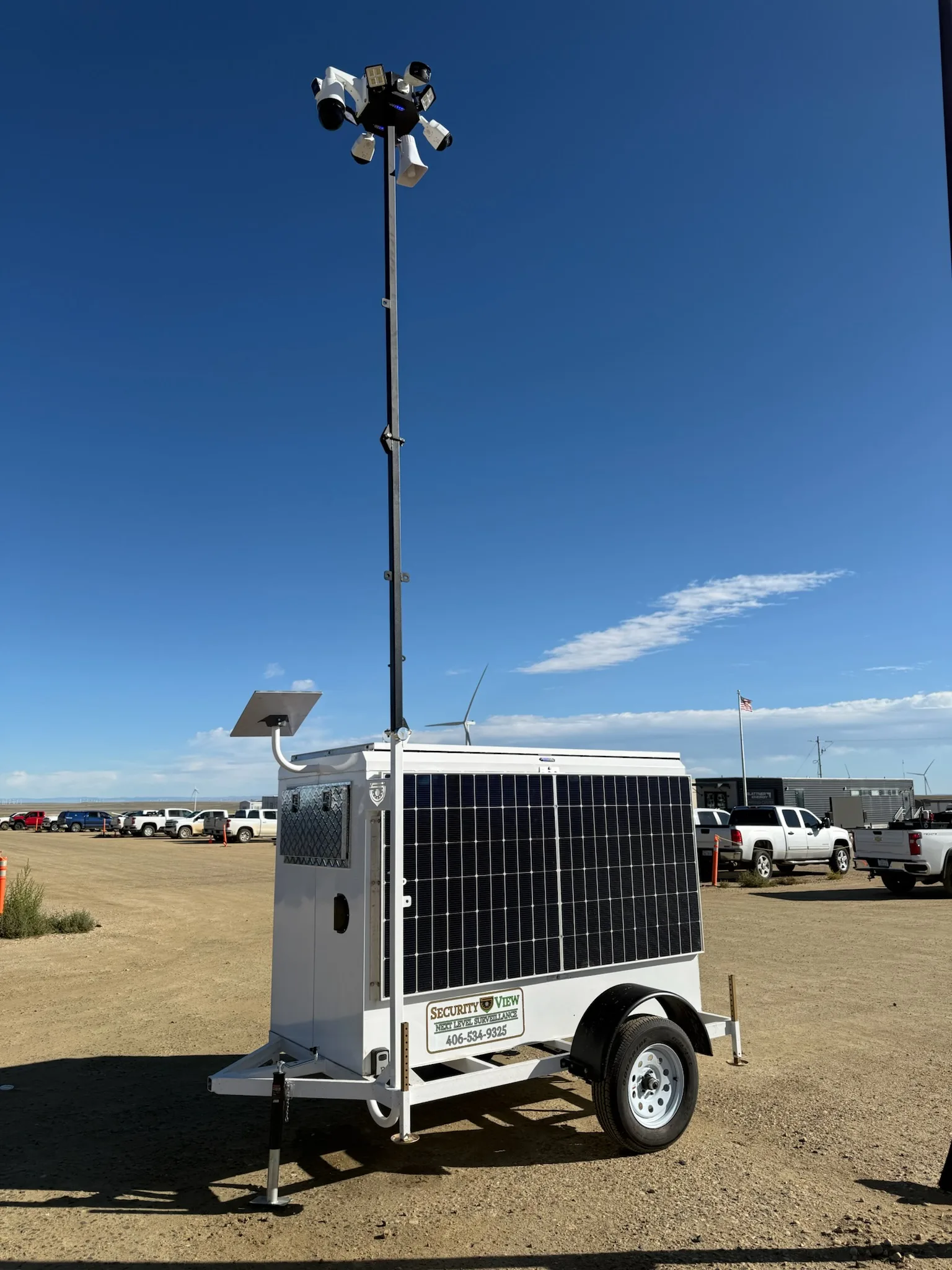 Security View mobile surveillance trailer on a job site